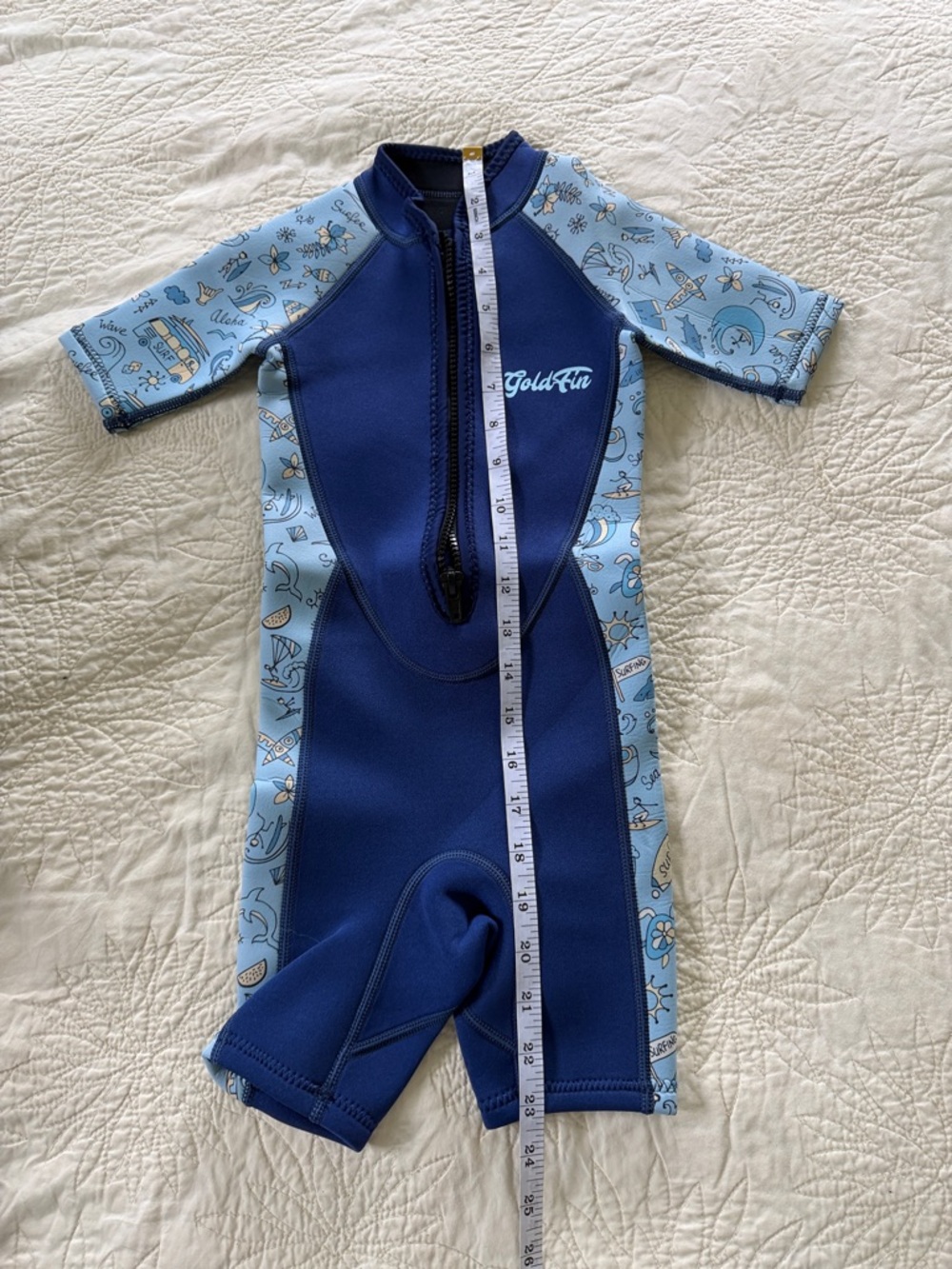 Goldfin Kids Shorty Wetsuit - Navy & Light Blue